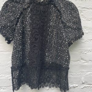 Short sleeve zara knit/lace combo